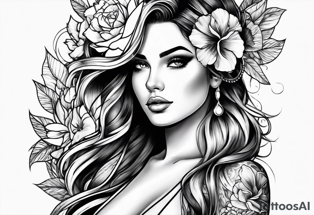 Woman in bikini tattoo idea