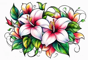 abstract mandevilla flowers on a vine tattoo idea