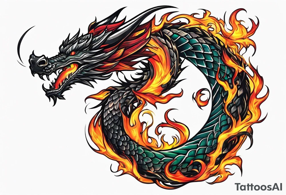 dragon and fire bracelet tattoo idea