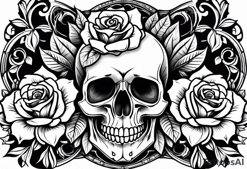 skull and roses tattoo idea