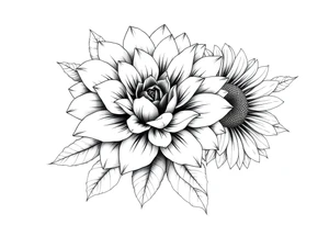 Chrysanthemum White Rose and sunflower combined tattoo tattoo idea