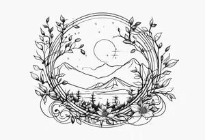 fine line vines, flowers, minor trees tattoo idea