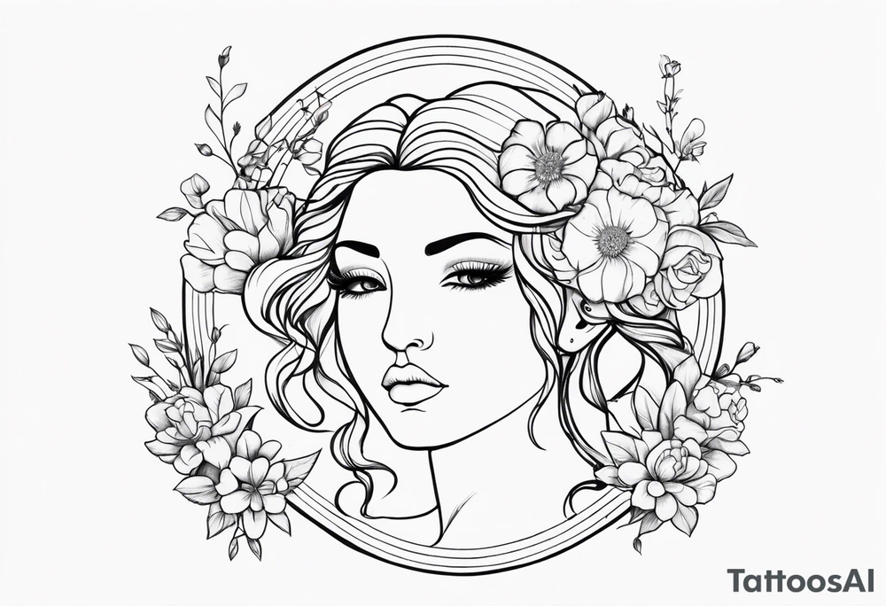Gemini zodiac with flowers tattoo idea