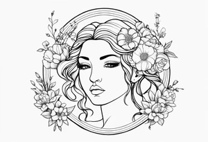 Gemini zodiac with flowers tattoo idea