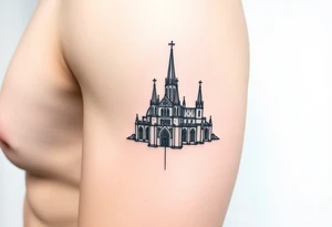 A universe in the shape of a Gothic cathedral tattoo idea