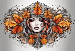 knee tattoo in fall color masculine tattoo idea