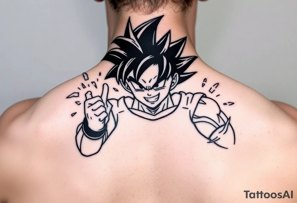 legendary dragonball z scene with energy aura and power effects tattoo idea