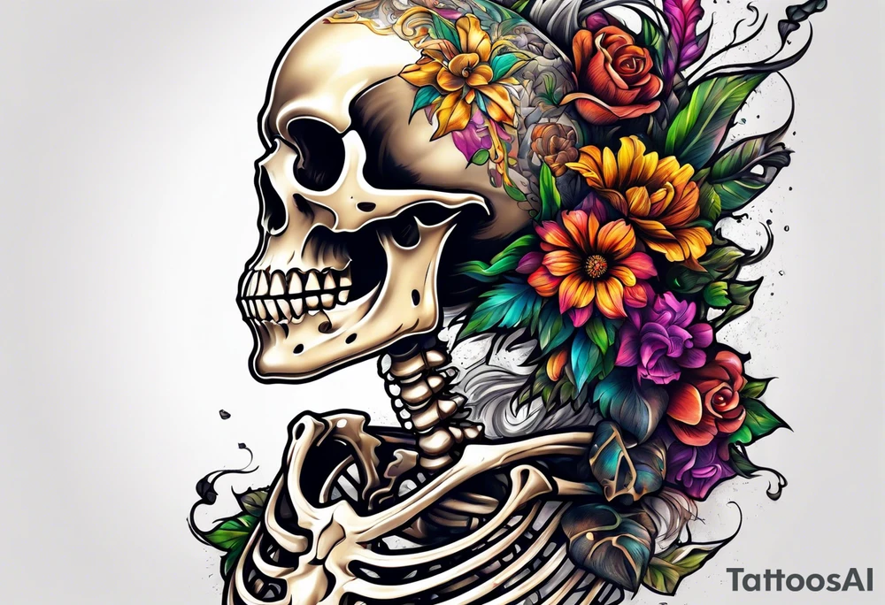 skeleton running from the world tattoo idea
