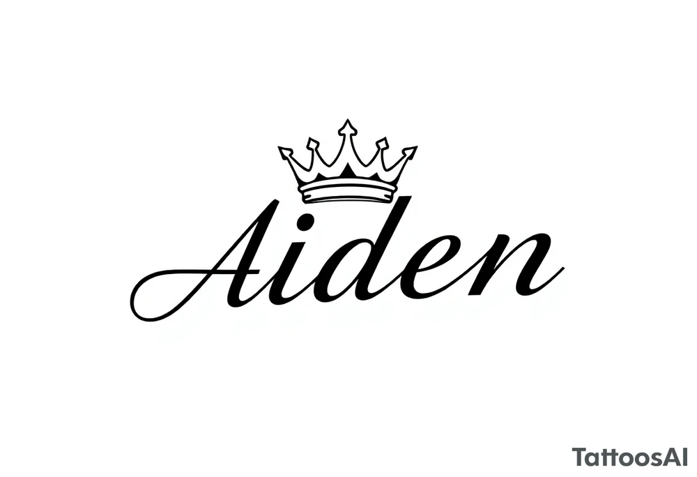 The name Aiden with a kings crown above the name tattoo idea