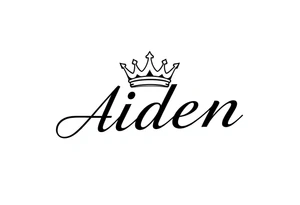 The name Aiden with a kings crown above the name tattoo idea