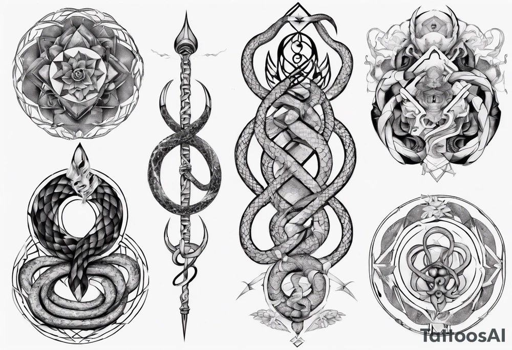 sacred snakes around a vajra tattoo idea