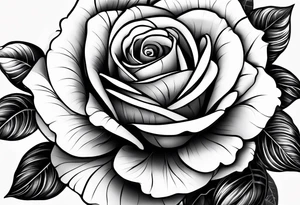 A black and white red-tailed rose with a lot of shading tattoo idea