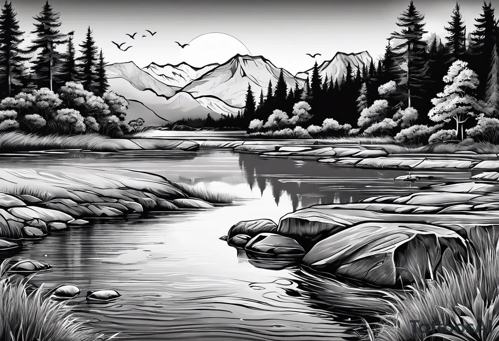 Peace sign with river 
Peace like a river. It is well tattoo idea