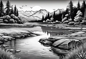 Peace sign with river 
Peace like a river. It is well tattoo idea