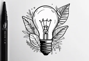 Light bulb with plants inside tattoo idea