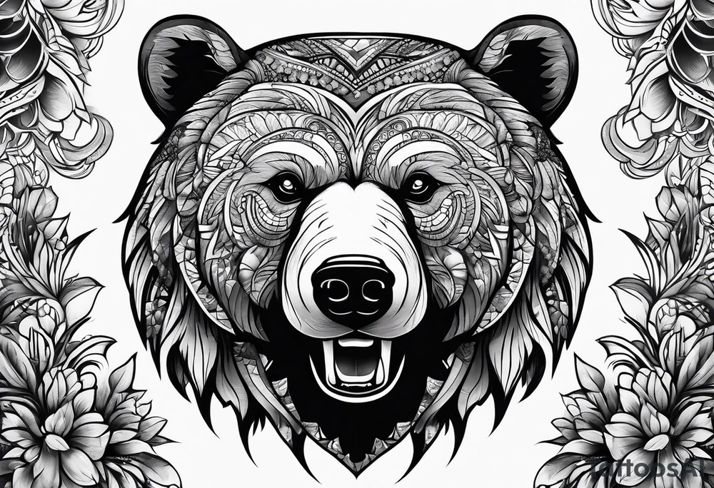 Bear protecting family tattoo idea