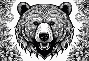 Bear protecting family tattoo idea