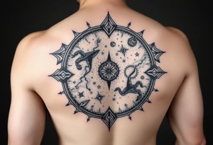 celestial galaxy with the scales of time tattoo idea