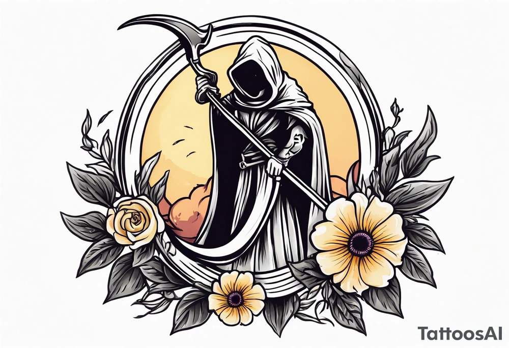 scythe grim reaper cute girlie nightshade flower tattoo idea