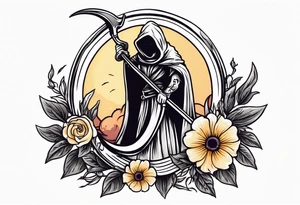 scythe grim reaper cute girlie nightshade flower tattoo idea