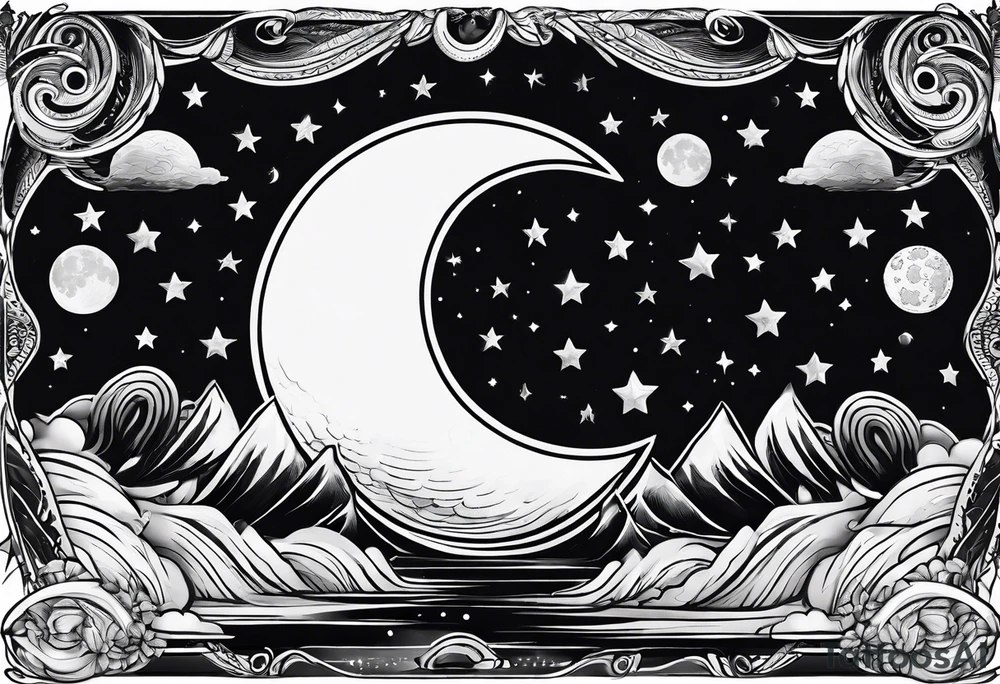 Moon background tattoo idea