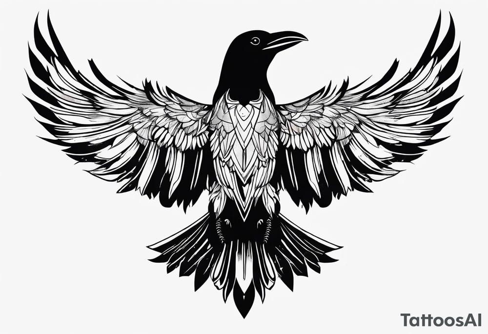 silhouette of a crow with half open wings tattoo idea