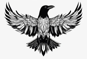 silhouette of a crow with half open wings tattoo idea