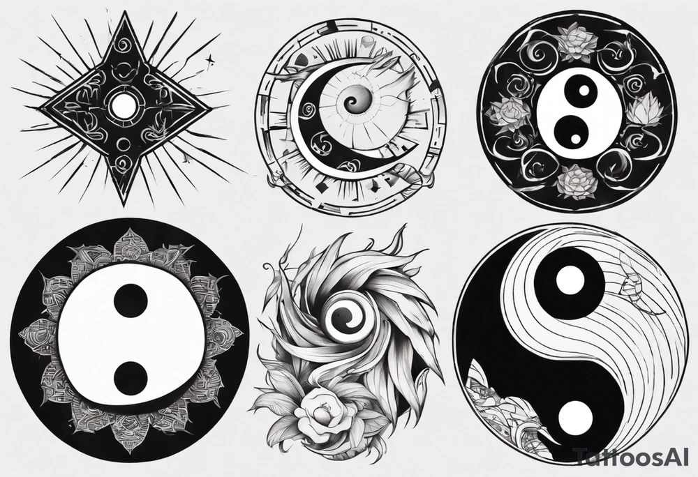 Rock with the style of ying and yang tattoo idea