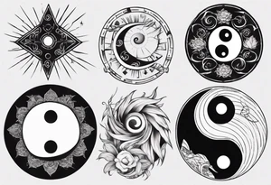 Rock with the style of ying and yang tattoo idea