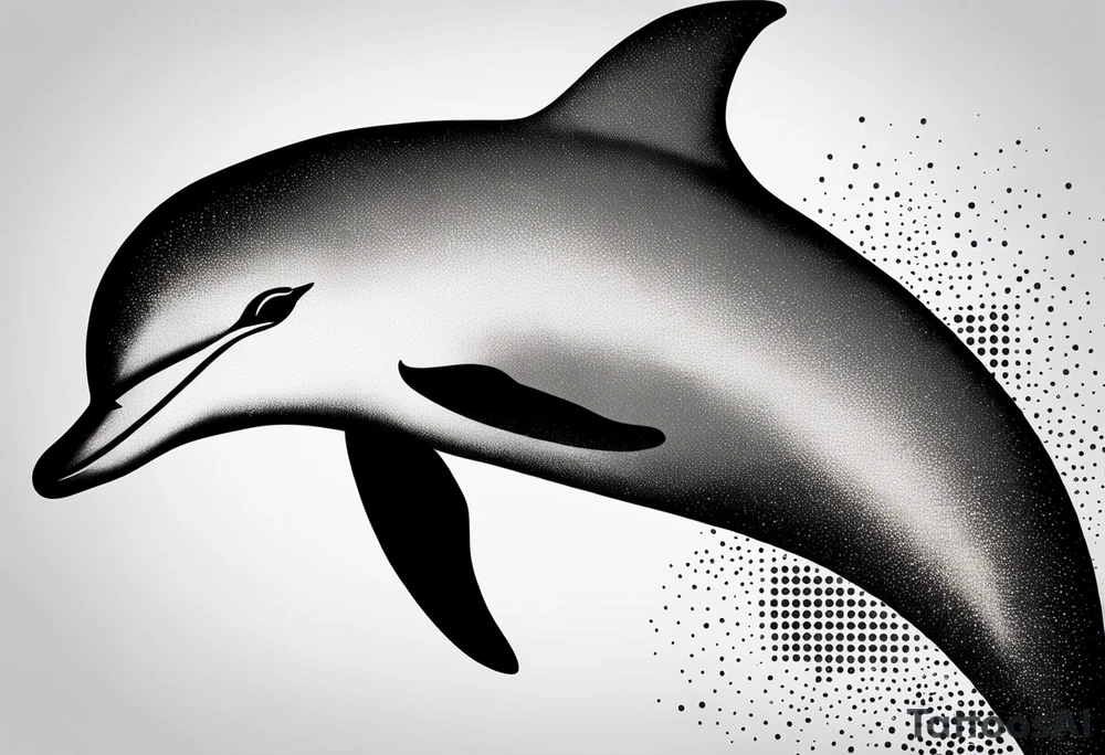 simple dolphin silhouette, in soft gray tone, white background tattoo idea