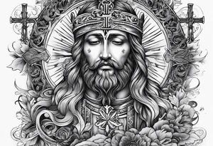 God with a cross also remembering a loved one tattoo idea
