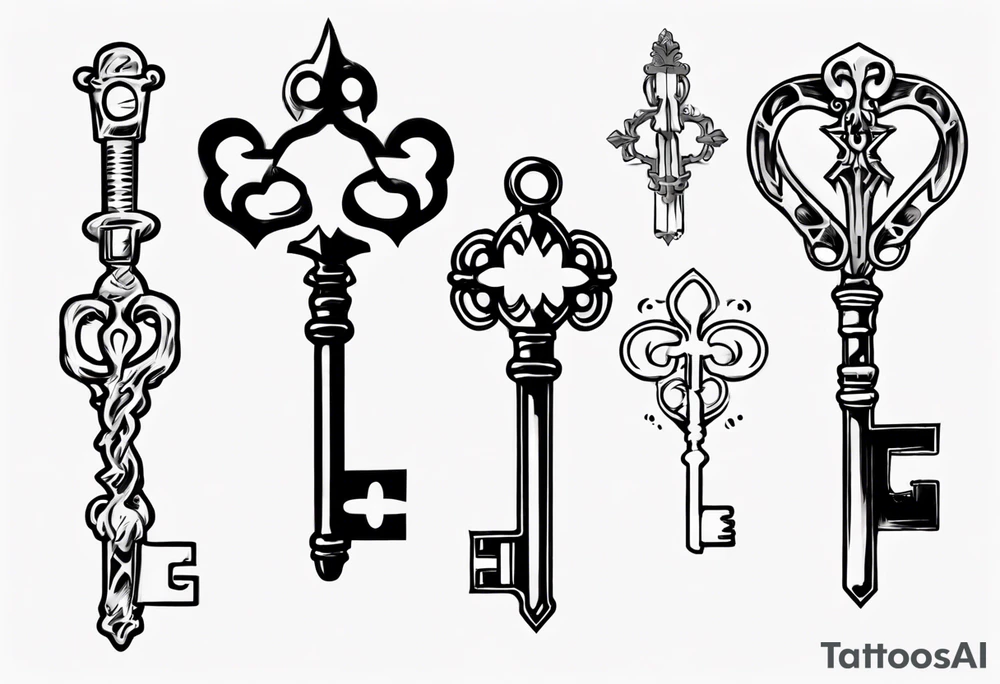 Skeleton key with name tattoo idea