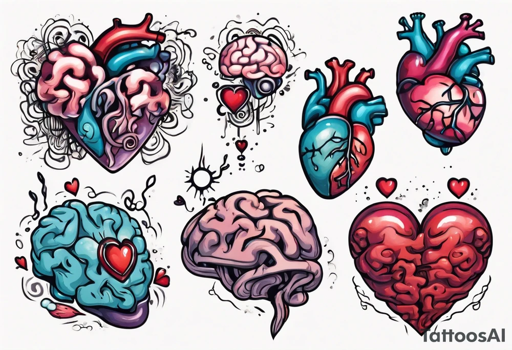 Heart and brain floating away tattoo idea