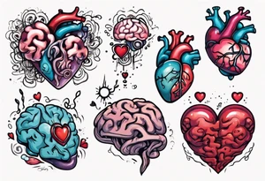 Heart and brain floating away tattoo idea