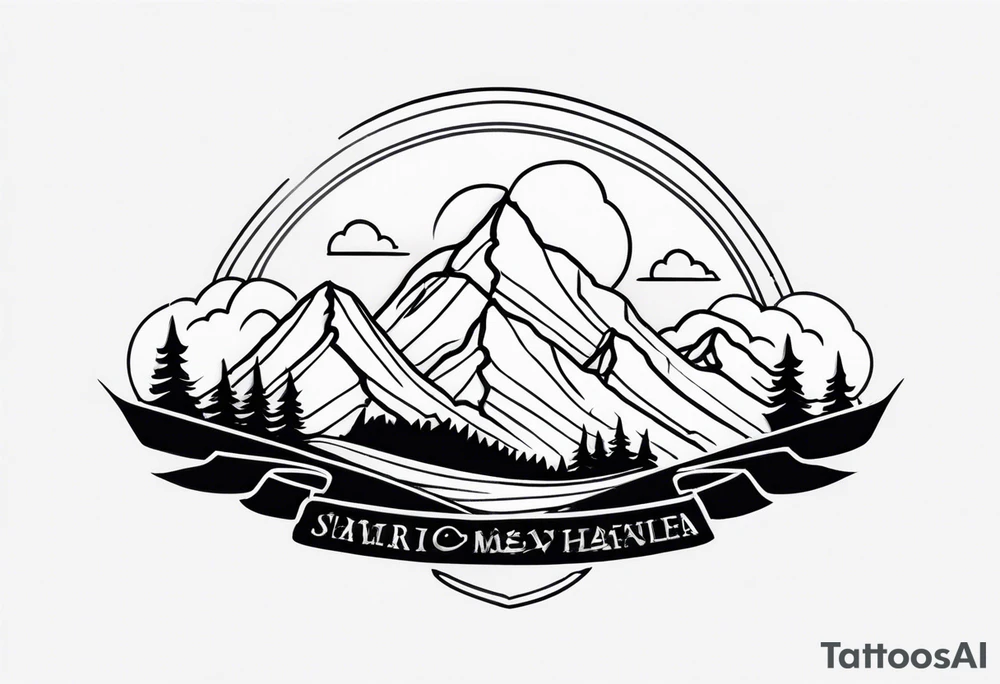 mountains with clouds
 simple with banner tattoo idea