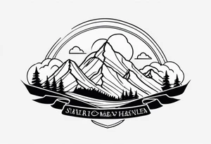 mountains with clouds
 simple with banner tattoo idea