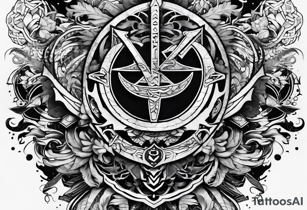 the letters A W R in the middle of a ninja headband tattoo idea