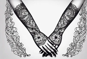 Elbow length black lace glove tattoo idea