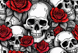 a skeleton bleeding roses tattoo idea