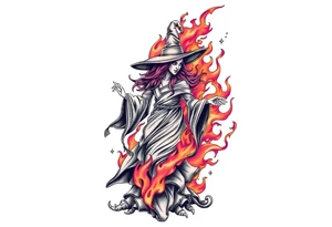Witch in the flame tattoo idea
