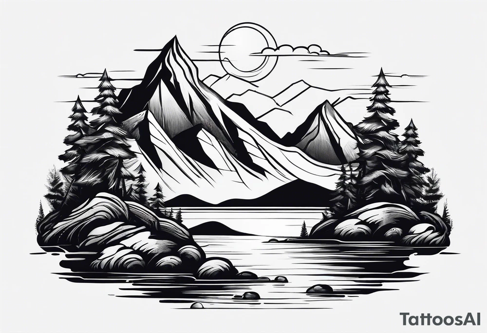 Mountains and ocean tattoo idea