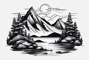 Mountains and ocean tattoo idea