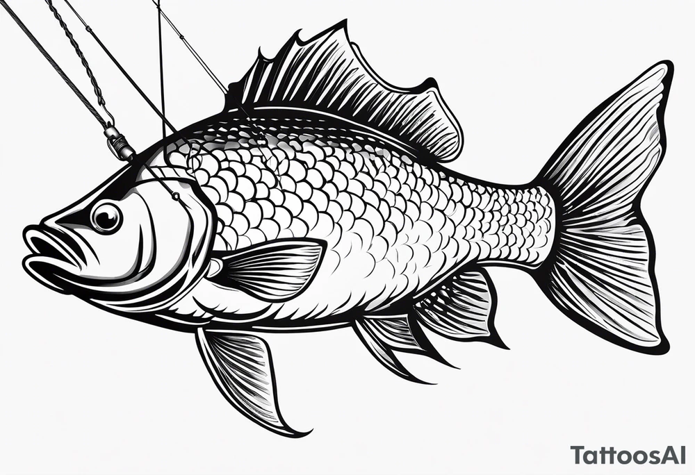 simple fishingrod with the line in water
do not generate a fish no fish tattoo idea