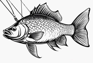 simple fishingrod with the line in water
do not generate a fish no fish tattoo idea