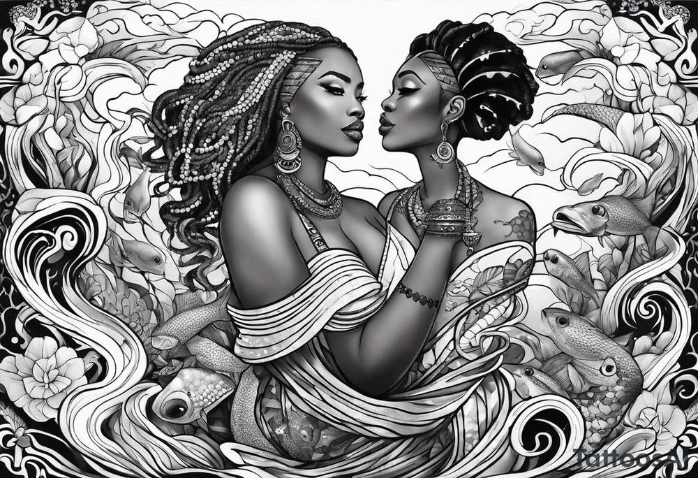 Mami wata african underwater small tattoo idea