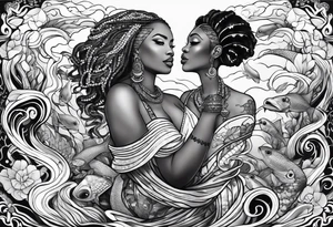 Mami wata african underwater small tattoo idea