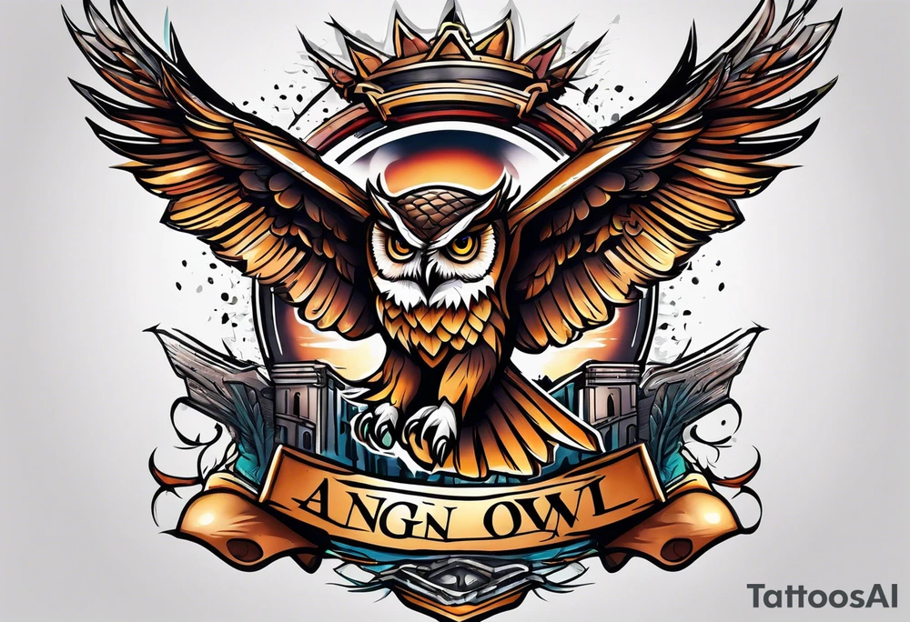 angry owl wrapping and center console boat tattoo idea