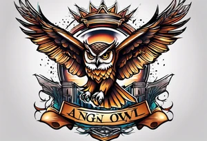 angry owl wrapping and center console boat tattoo idea