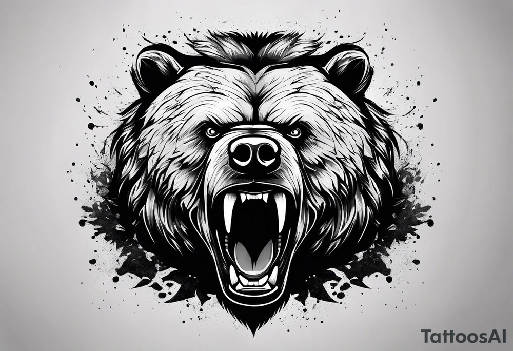 angry bear tattoo idea