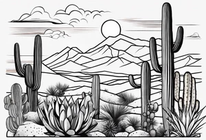 Desert with cactus tattoo idea
